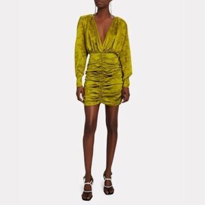 Ronny Kobo Collection Green Ruched Bodycon Mini Dress